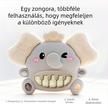 Elefánt alakú elektronikus billentyűs játék csecsemőknek a korai tanuláshoz és megnyugtatáshoz