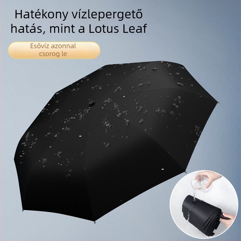 Háromrészes összecsukható esernyő automata nyitással, 8 acél bordázat, acél cső, műanyag fogantyú, iskolai használatra