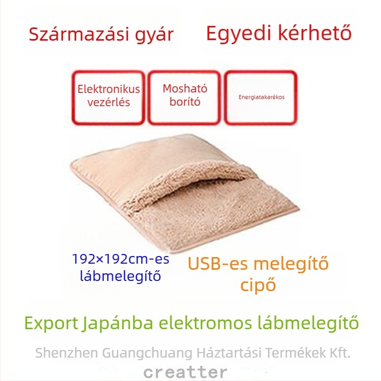 Creatter USB melegítő plüss papucs, elektromos lábmelegítő, testreszabható