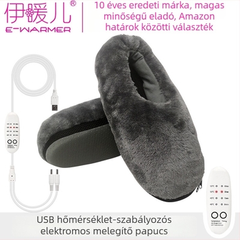 Yi nuan'er Uniszex USB-melegített lábmasszírozó papucs, velúr felsőrész, TPE talp