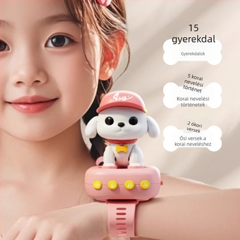 Kutyus formájú okos AI-óra játék a korai oktatáshoz: hangalapú párbeszéd és történetismétlés, ABS anyag, elemmel működik (0–3 év)