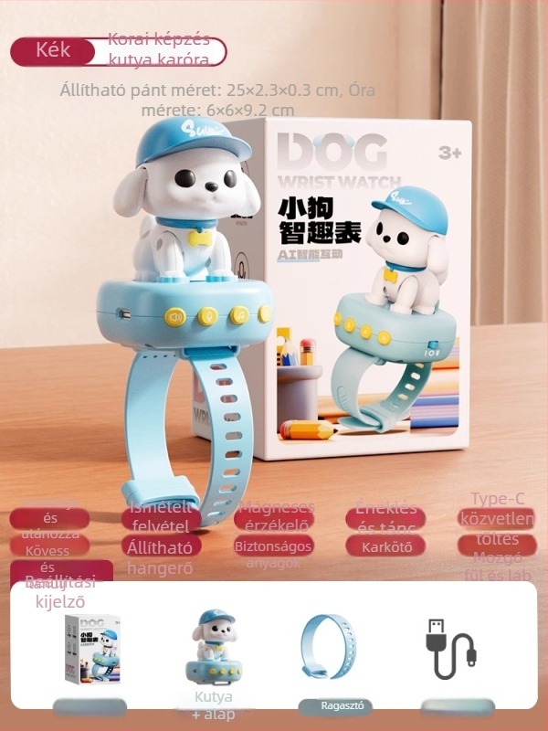 Kutyus formájú okos AI-óra játék a korai oktatáshoz: hangalapú párbeszéd és történetismétlés, ABS anyag, elemmel működik (0–3 év)