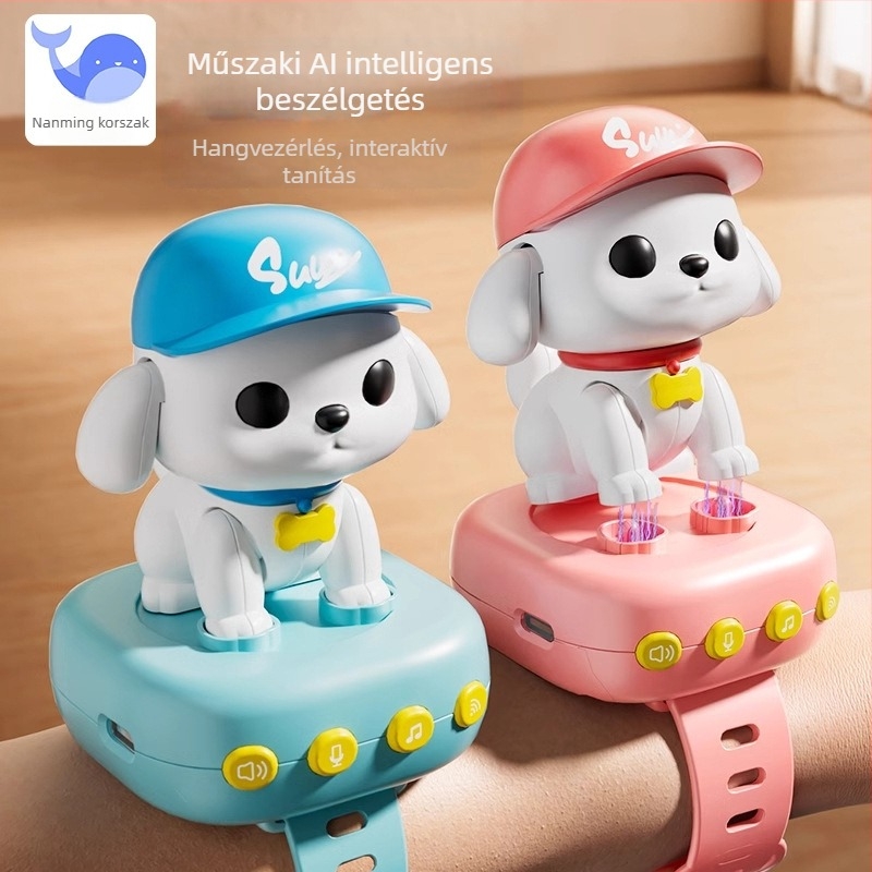 Kutyus formájú okos AI-óra játék a korai oktatáshoz: hangalapú párbeszéd és történetismétlés, ABS anyag, elemmel működik (0–3 év)