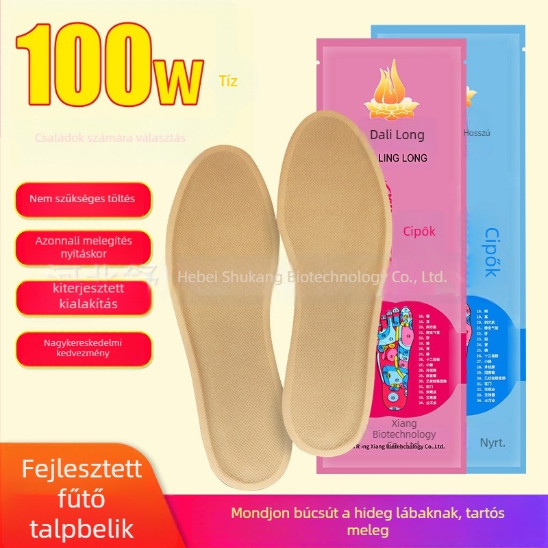 Mugwort önmelegítő talpbetét – USB táplálás, uniszex, papucs/otthoni lábbelikhez (felső réteg: gyapjúfilc)