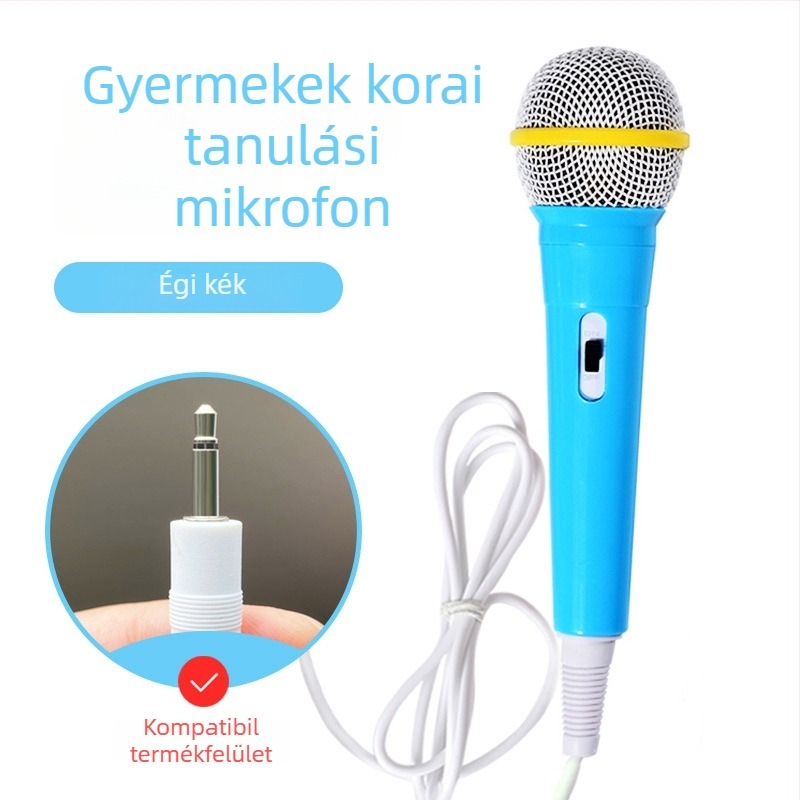 Gyerekeknek szóló oktató mesélőgép mikrofonnal (ABS, zenei/hang funkció, 4–6 éveseknek, mikrofonkábel kb. 1,3 m)