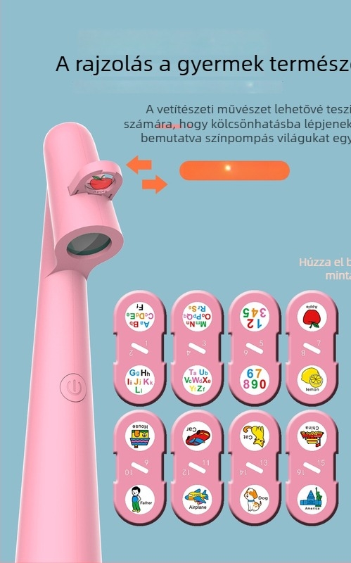 Gyerek vetítő LCD-képernyővel, hang- és fényvetítéssel, ABS ház, újratölthető Li-ion akkumulátor, 4–6 éveseknek