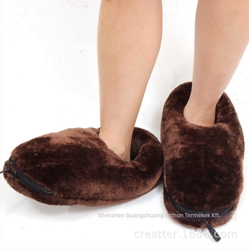 Creatter Uniszex USB Melegítő Papucsok – Coral Fleece Felsőrész, Csúszásmentes Talp