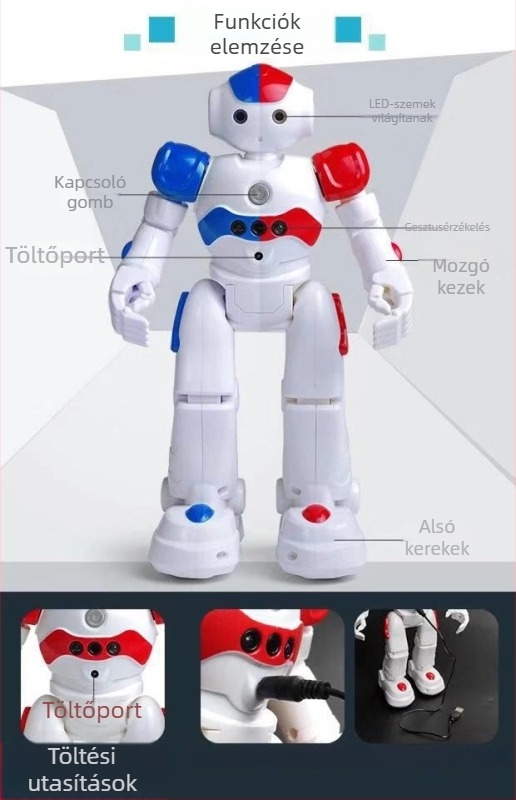 Távirányítással működő intelligens robotjáték gyerekeknek, gesztusérzékeléssel, énekel és táncol, újratölthető lítiumakkumulátor, 7–14 éveseknek