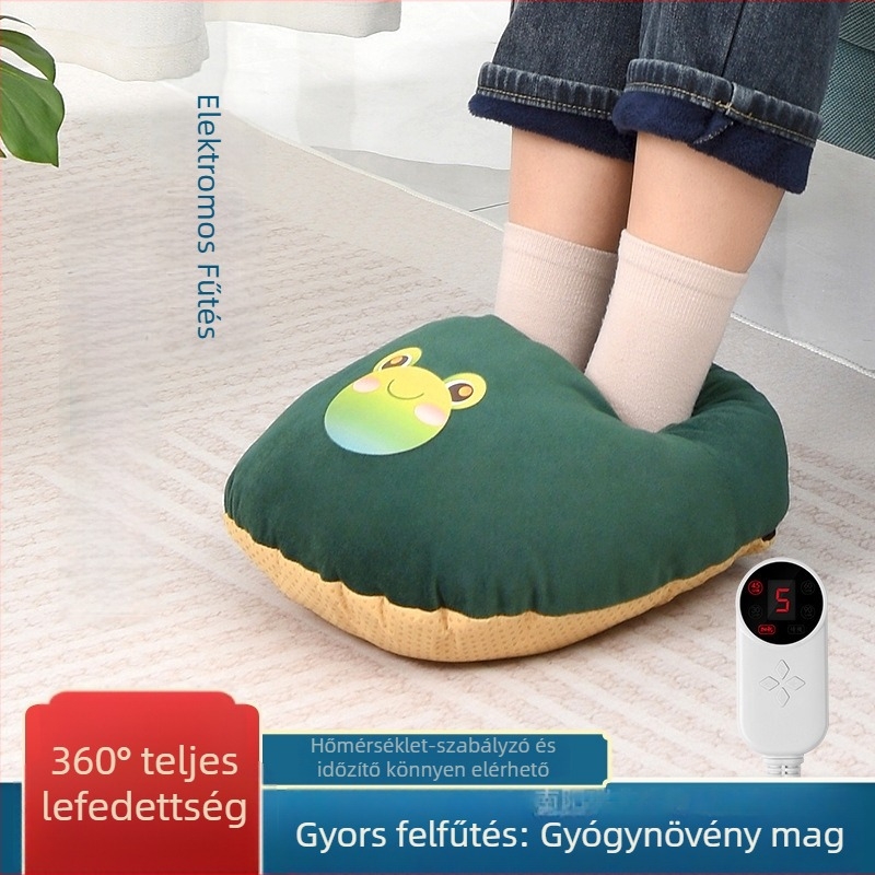 Elektronikus lábmelegítő – rajzfilmszerű dizájn, többpontú melegítés, USB-tápellátás, pamut felsőrész, gumírozott talp