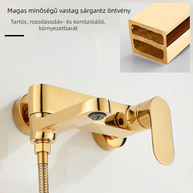 Fali zuhanykeverő csap meleg- és hideg vízhez, réz testtel, modell Easy-09, kerámiakorongos szelep, működési hőmérséklet 0–70°C