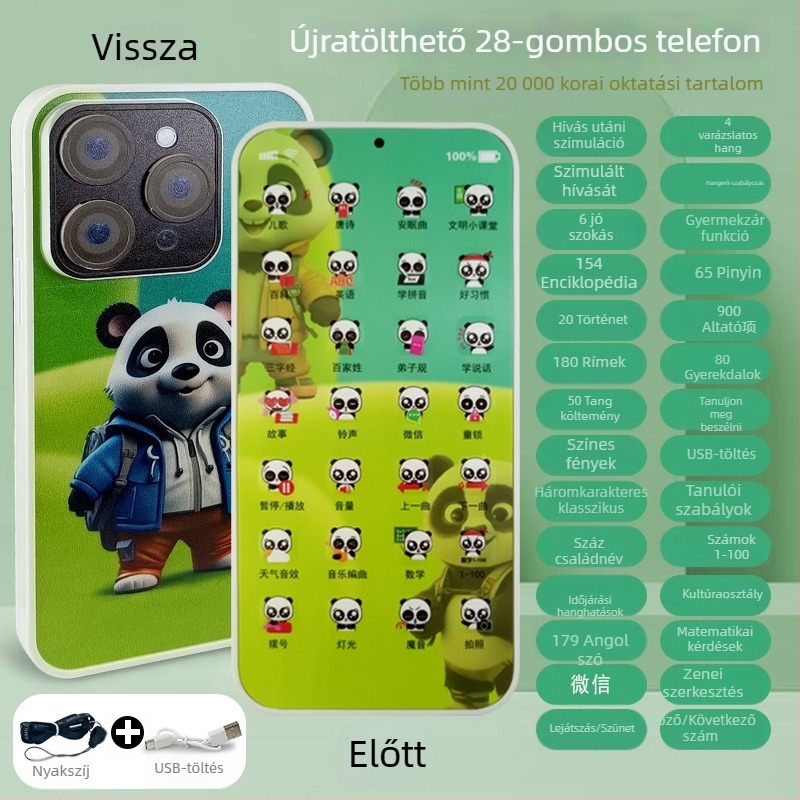 Érintőképernyős oktató játék baba számára: újratölthető, felvétel, zene és szülő-gyermek játékok 0–3 éveseknek