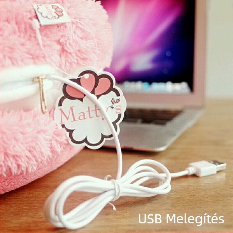 USB melegítő papucs bársonyos felsőrésszel, uniszex, többpontú fűtés, Macaron dizájn