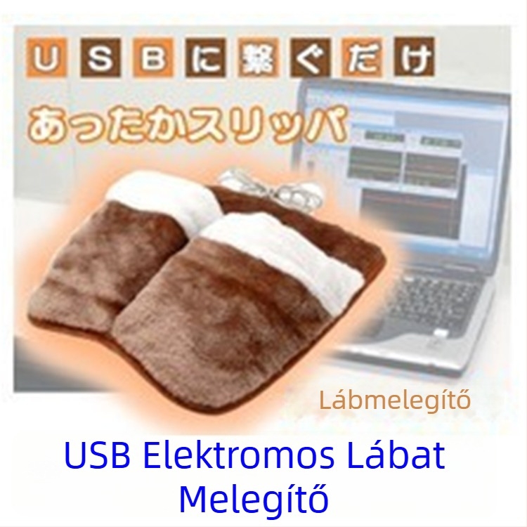 Creatter USB-melegítő papucs – unisex otthoni cipő, velúr felsőrész, szivacsos talp, testreszabható, licencelhető magáncímkés