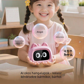 AI hangalapú okos gyerek ébresztőóra – interaktív tanulási eszköz hangfelismeréssel, LCD kijelzővel, Wi‑Fi-vel és újratölthető akkumulátorral