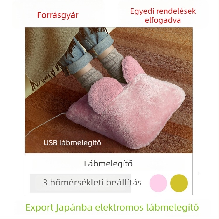 Elektromos lábmelegítő papucs - USB tápegység, velúr felsőrész, habos talp, uniszex házi papucs