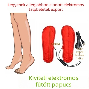 USB-vezérelt fűtő papucs – uniszex, felsőrész puha velúrból, talp textil és hab