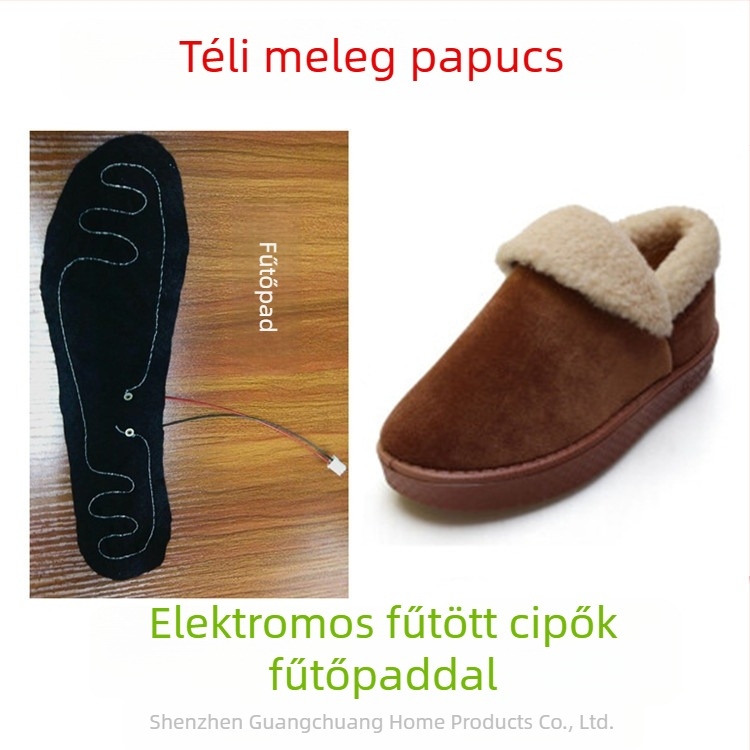 USB-vezérelt fűtő papucs – uniszex, felsőrész puha velúrból, talp textil és hab