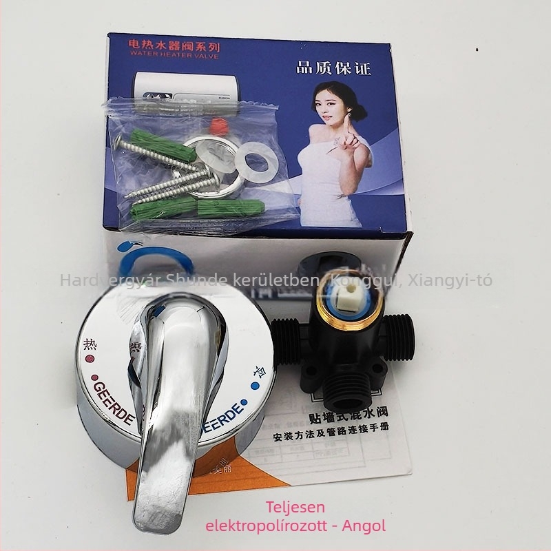 Fali, beépített keverőcsap fürdőszobai vízmelegítőhöz – működési nyomás 0,2–1,0 MPa, áramlás 6 L/min, forró víz 75°C, hideg víz 5°C