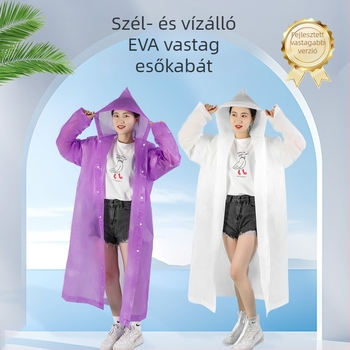 EVA esőköpeny teljes testhez túrázáshoz, 0,2 mm vastagságú anyag, 1 felnőtt, kültéri használatra, PU vízálló ragasztó