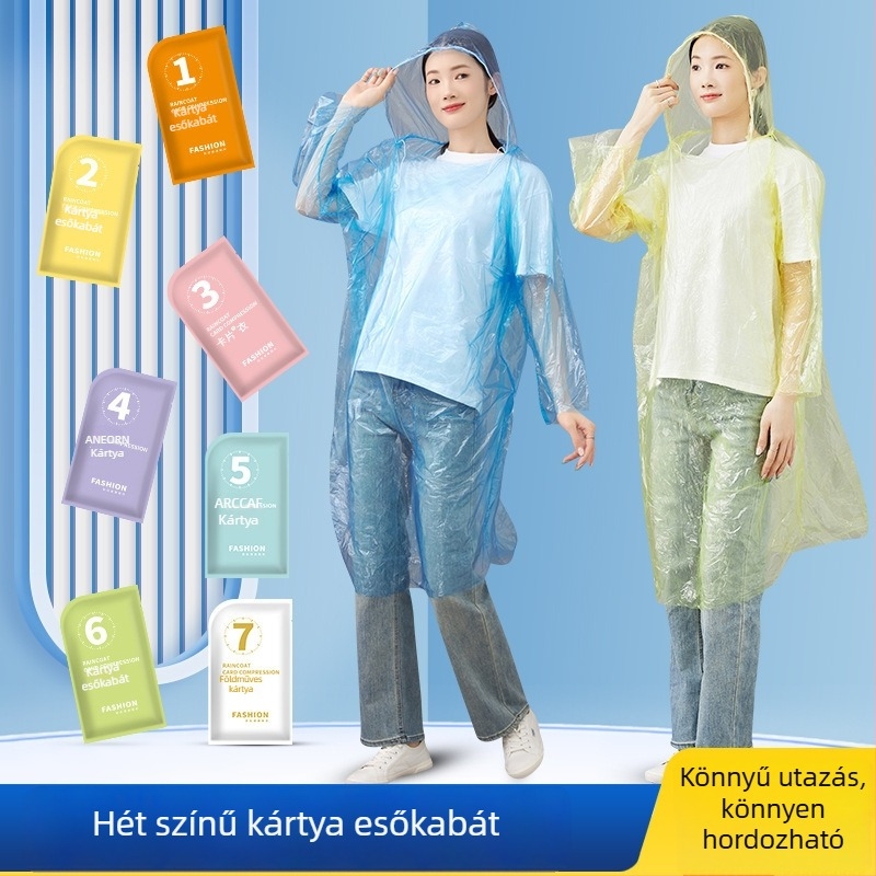 EVA esőköpeny teljes testhez túrázáshoz, 0,2 mm vastagságú anyag, 1 felnőtt, kültéri használatra, PU vízálló ragasztó