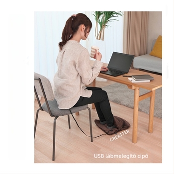 USB fűthető papucs fűthető talppal | Velúr felsőrész, szivacsos talp | Uniszex otthoni papucsok