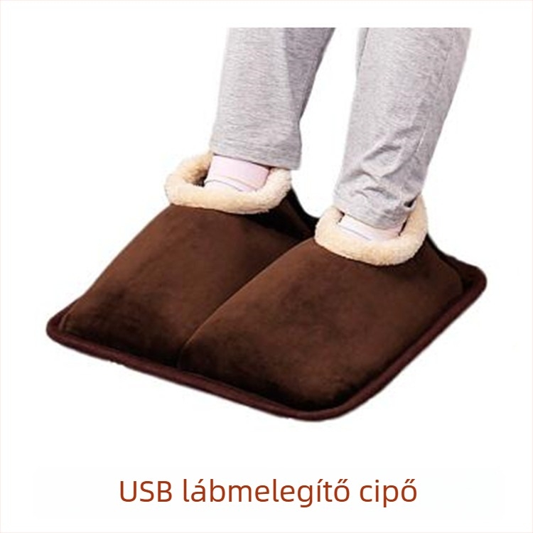 USB fűthető papucs fűthető talppal | Velúr felsőrész, szivacsos talp | Uniszex otthoni papucsok