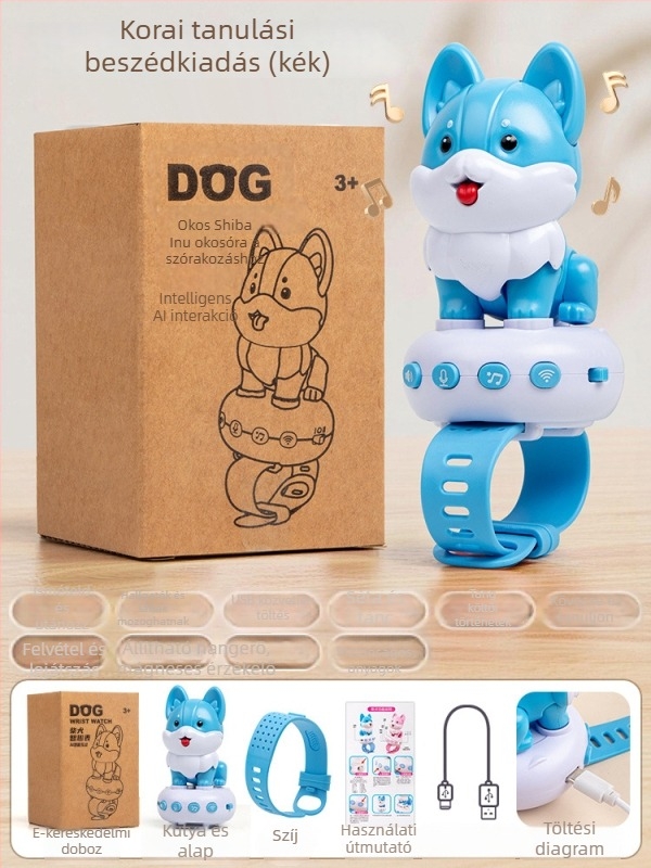 Gyerekeknek szánt AI beszéd-dialógusú okos kutya karóra játék, felvétel és éneklés–tánc funkciókkal | USB töltés, ABS anyag, 4–6 éveseknek