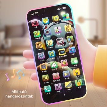 28 gombos mesét mondó készülék érintőképernyővel, újratölthető lítium akkumulátor, zene és beszéd funkciók, műanyag kivitel, 4–6 éveseknek