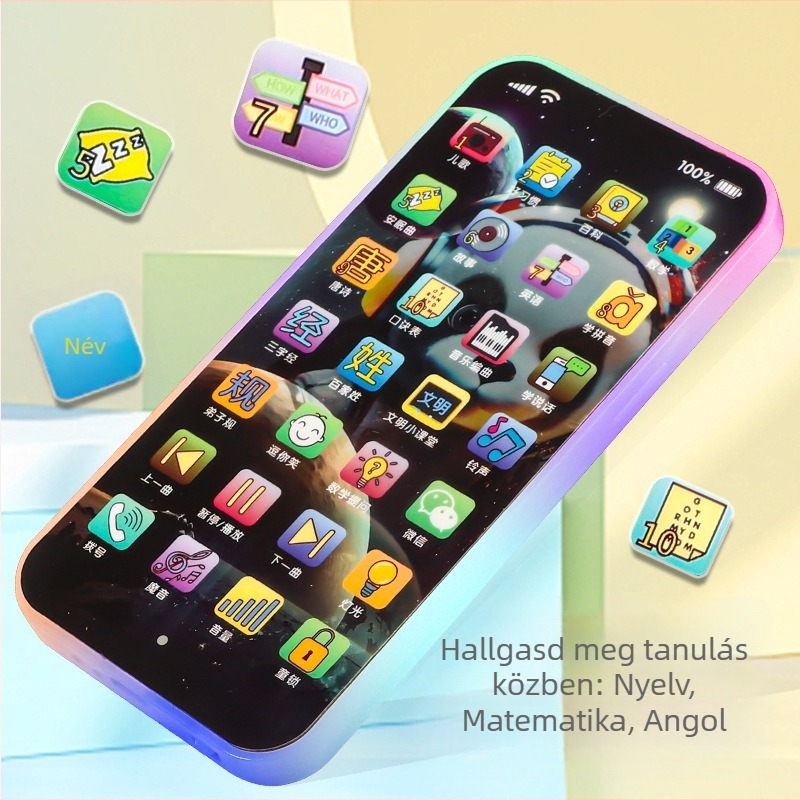 28 gombos mesét mondó készülék érintőképernyővel, újratölthető lítium akkumulátor, zene és beszéd funkciók, műanyag kivitel, 4–6 éveseknek