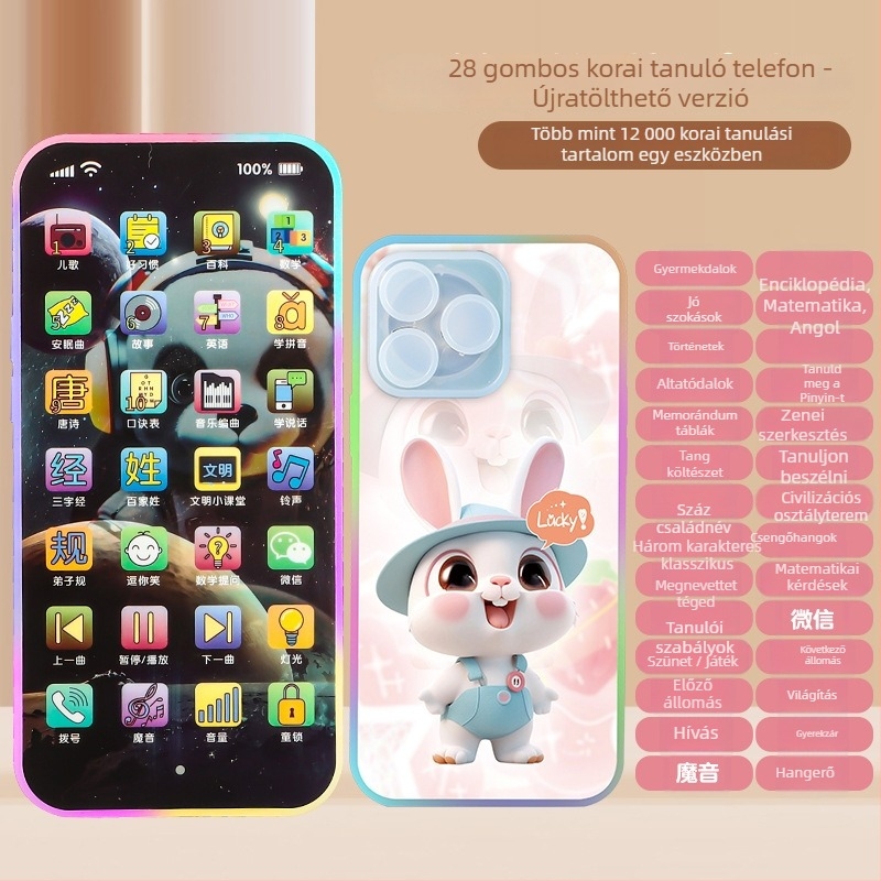 28 gombos mesét mondó készülék érintőképernyővel, újratölthető lítium akkumulátor, zene és beszéd funkciók, műanyag kivitel, 4–6 éveseknek