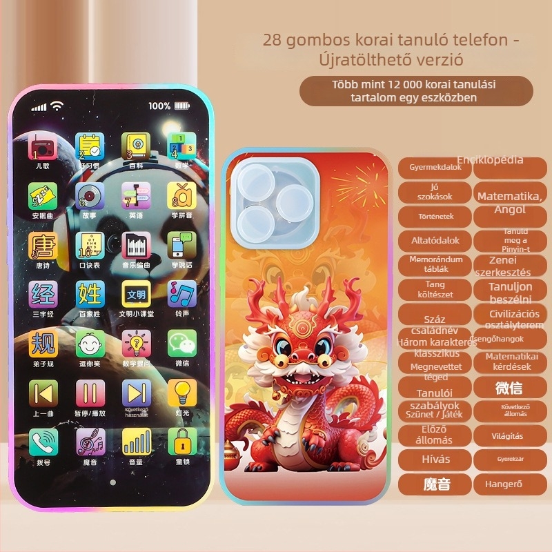 28 gombos mesét mondó készülék érintőképernyővel, újratölthető lítium akkumulátor, zene és beszéd funkciók, műanyag kivitel, 4–6 éveseknek