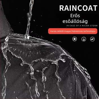 Felnőtt esőponcsó - vastag Oxford anyag, PVC vízálló réteg, teljes testet befedő egy darabból álló kültéri esőruha