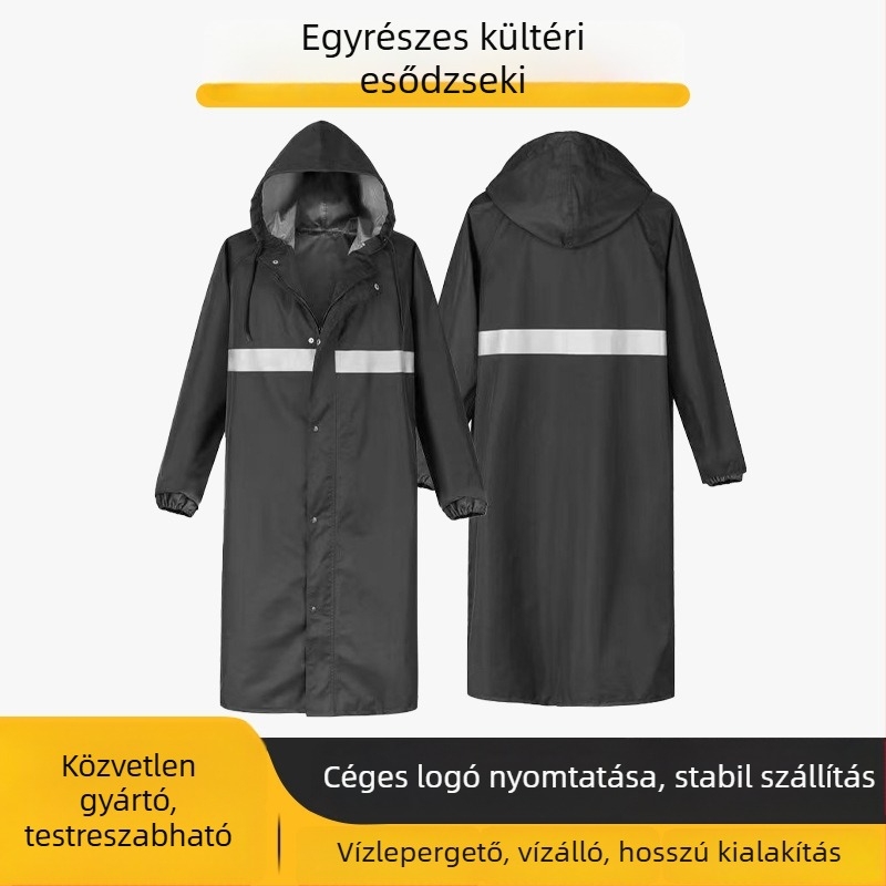 Felnőtt esőponcsó - vastag Oxford anyag, PVC vízálló réteg, teljes testet befedő egy darabból álló kültéri esőruha