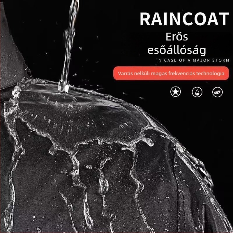 Felnőtt esőponcsó - vastag Oxford anyag, PVC vízálló réteg, teljes testet befedő egy darabból álló kültéri esőruha