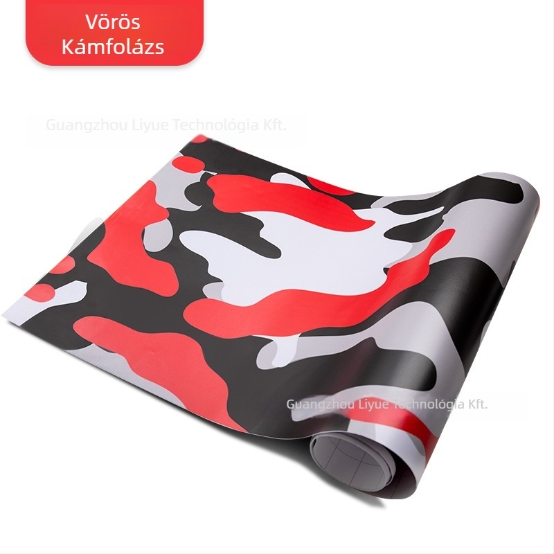 Autó karosszériájának matricája kamufláž mintával; Anyag: matrica; Egyedi feldolgozás: igen; Telepítés: ragasztással