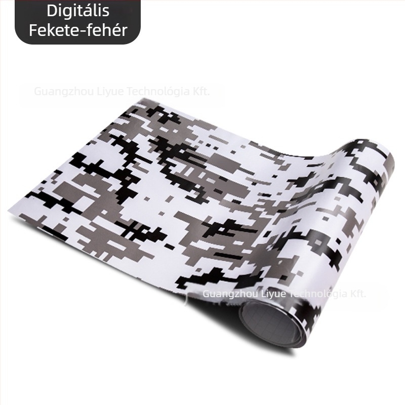 Autó karosszériájának matricája kamufláž mintával; Anyag: matrica; Egyedi feldolgozás: igen; Telepítés: ragasztással