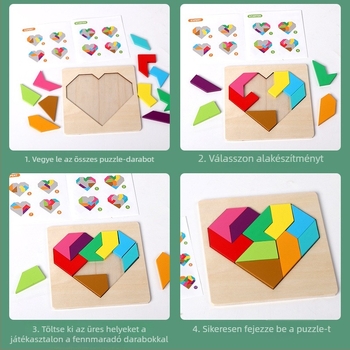 Fából készült Montessori geometriai formák puzzle blokkok gyerekeknek 4–6 évesek, sík puzzle testre szabható rajzok alapján