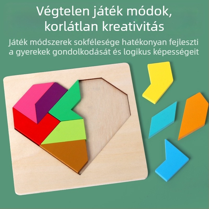 Fából készült Montessori geometriai formák puzzle blokkok gyerekeknek 4–6 évesek, sík puzzle testre szabható rajzok alapján
