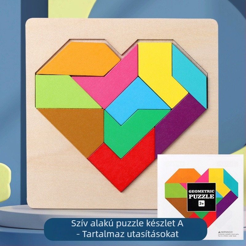 Fából készült Montessori geometriai formák puzzle blokkok gyerekeknek 4–6 évesek, sík puzzle testre szabható rajzok alapján