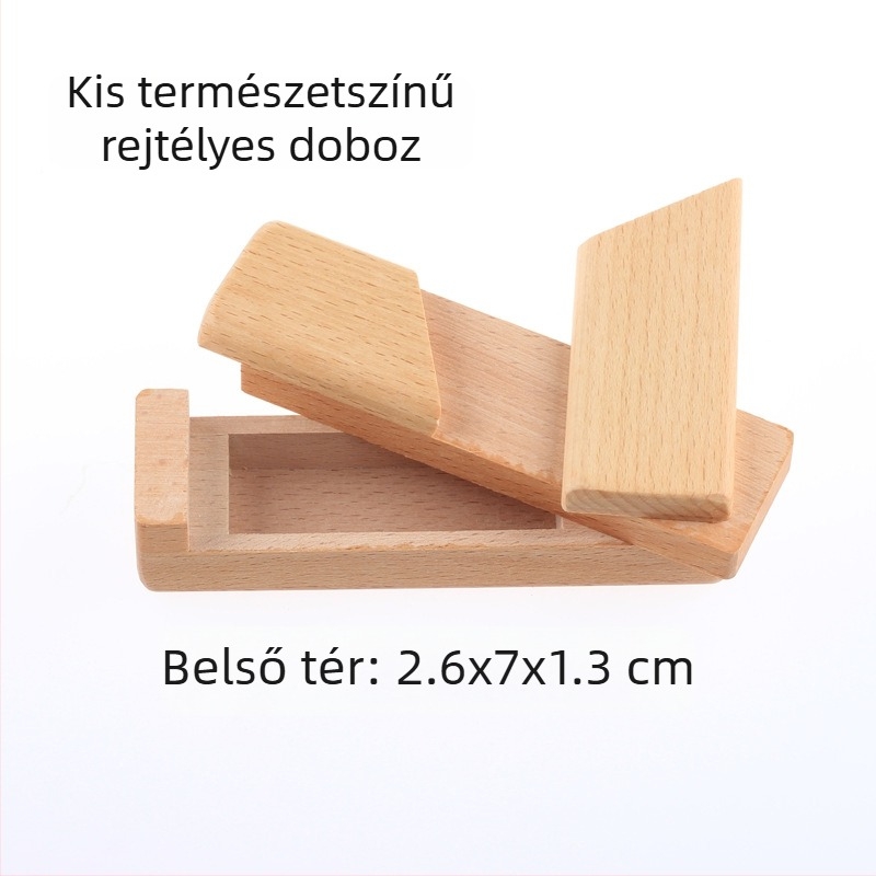 Fából készült Kongming záras rejtvénydoboz – Luban zár, kinyitható puzzle, DIY, 7–14 éveseknek