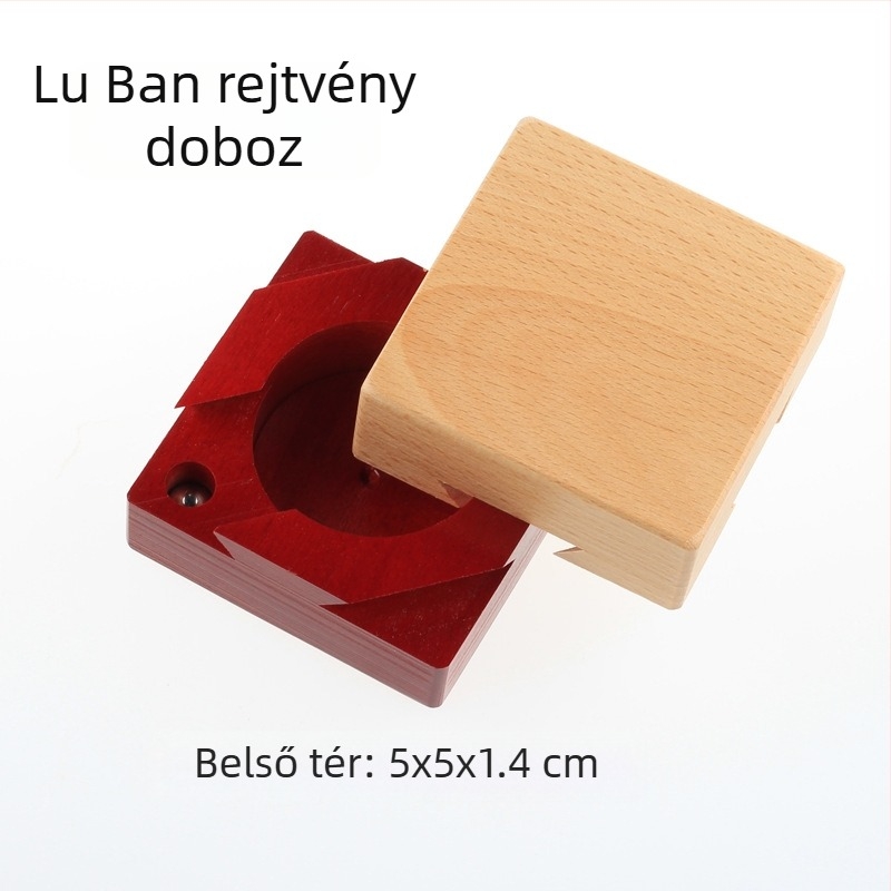 Fából készült Kongming záras rejtvénydoboz – Luban zár, kinyitható puzzle, DIY, 7–14 éveseknek