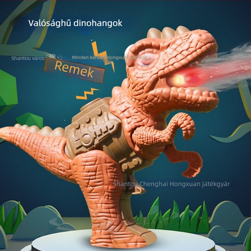 Műanyag dinoszaurusz permetező játék, világítással és dínó üvöltéssel, kézben tartható vízipisztoly 4-6 éves gyerekeknek