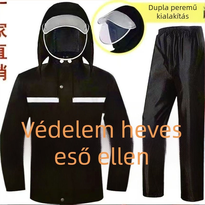 Vastagított esőkabát és esőnadrág szett kiszállítók számára, teljes hosszúságú esőkabát felnőtteknek, uniszex