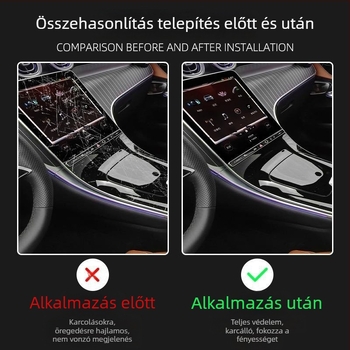 NIO ET5T-hez TPU belső védőfilm – füstös fekete központi konzol és kijelző fólia, védelem a légbeömlőknél
