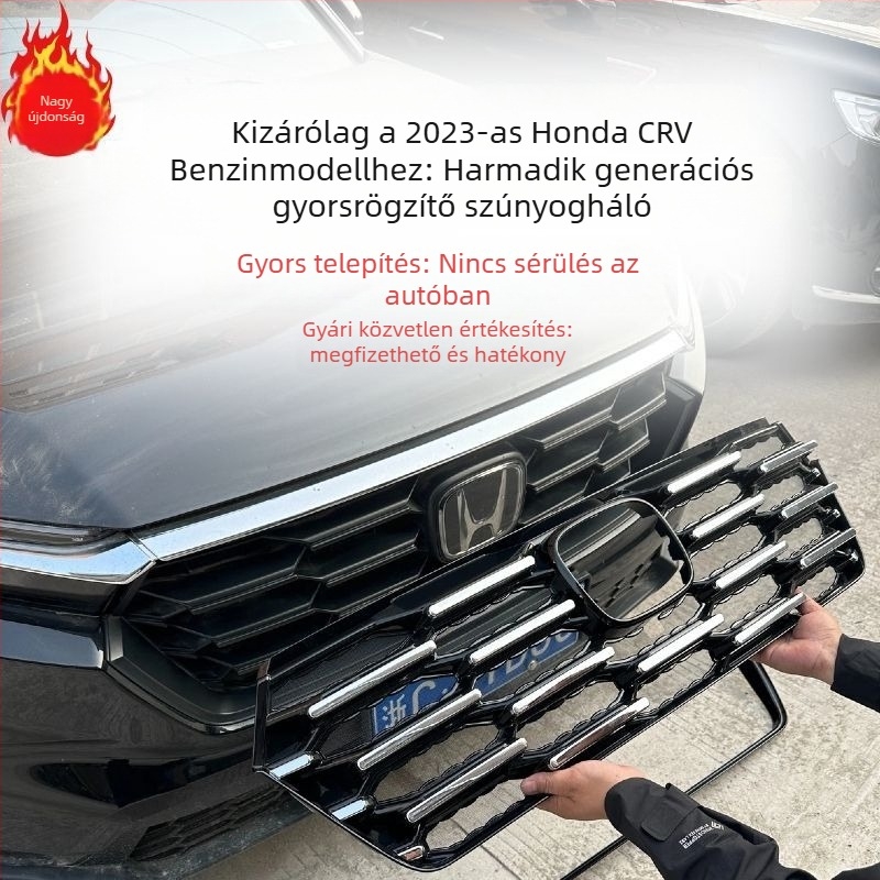 CR-V 23-24 Rovarvédő háló a radiátor grillhez, csattal rögzíthető, víztank védőháló, megjelenés-kiegészítő
