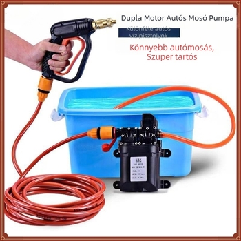 Otthoni magasnyomású intelligens autómosó készülék, hordozható kettős pumpával (60W, tiszta réz, szivargyújtó-tápellátás, tömlő <10 m, pumpa bemeneti teljesítménye ≤10 kW)