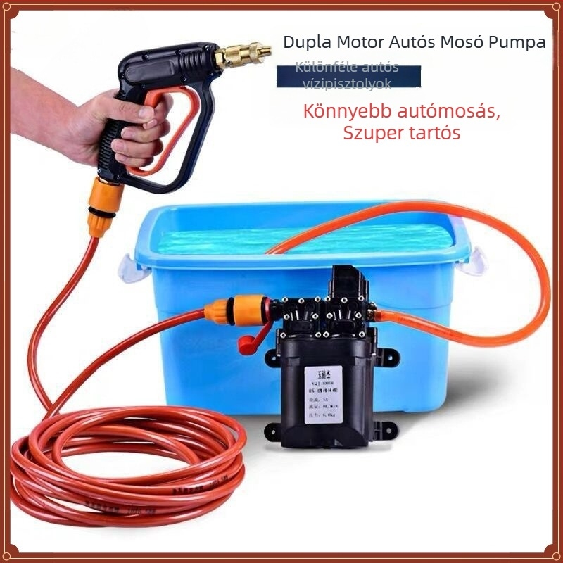 Otthoni magasnyomású intelligens autómosó készülék, hordozható kettős pumpával (60W, tiszta réz, szivargyújtó-tápellátás, tömlő <10 m, pumpa bemeneti teljesítménye ≤10 kW)