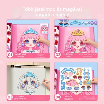 Mágneses öltöztetős puzzle – hercegnő témájú DIY játék lányoknak, 4–6 éveseknek