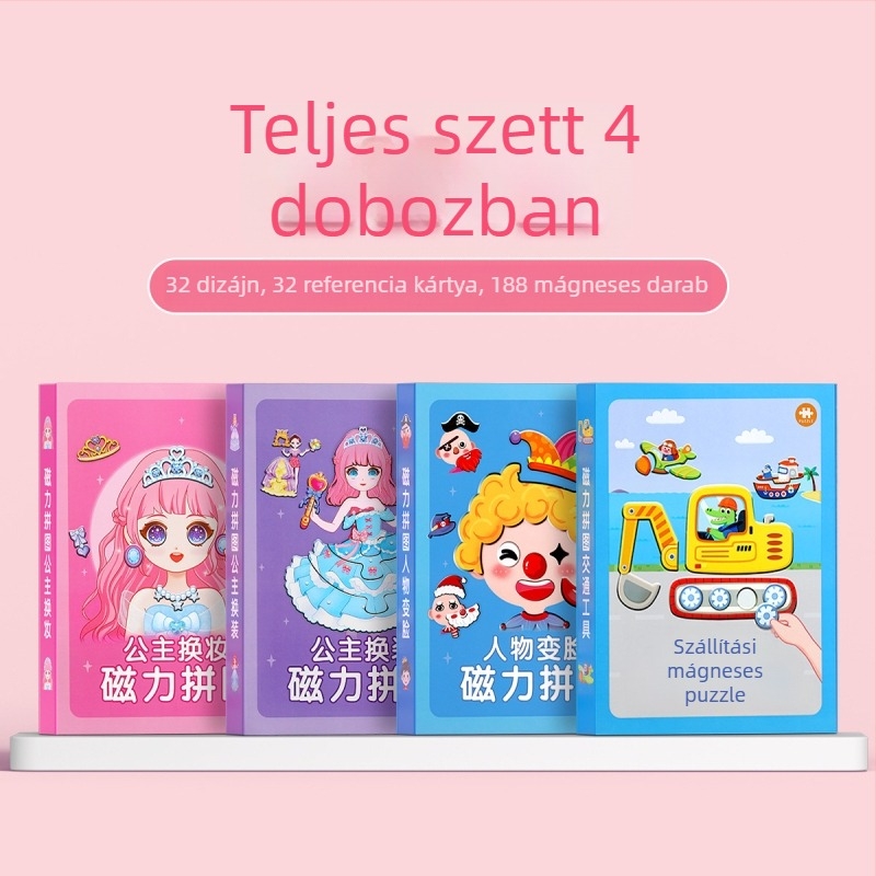 Mágneses öltöztetős puzzle – hercegnő témájú DIY játék lányoknak, 4–6 éveseknek
