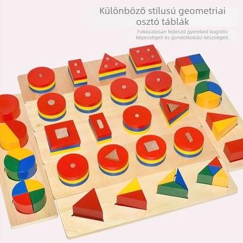 Mu Zhile 3D fa puzzleblokkok – geometriai formák egyeztetése gyerekeknek 4–6 évesek